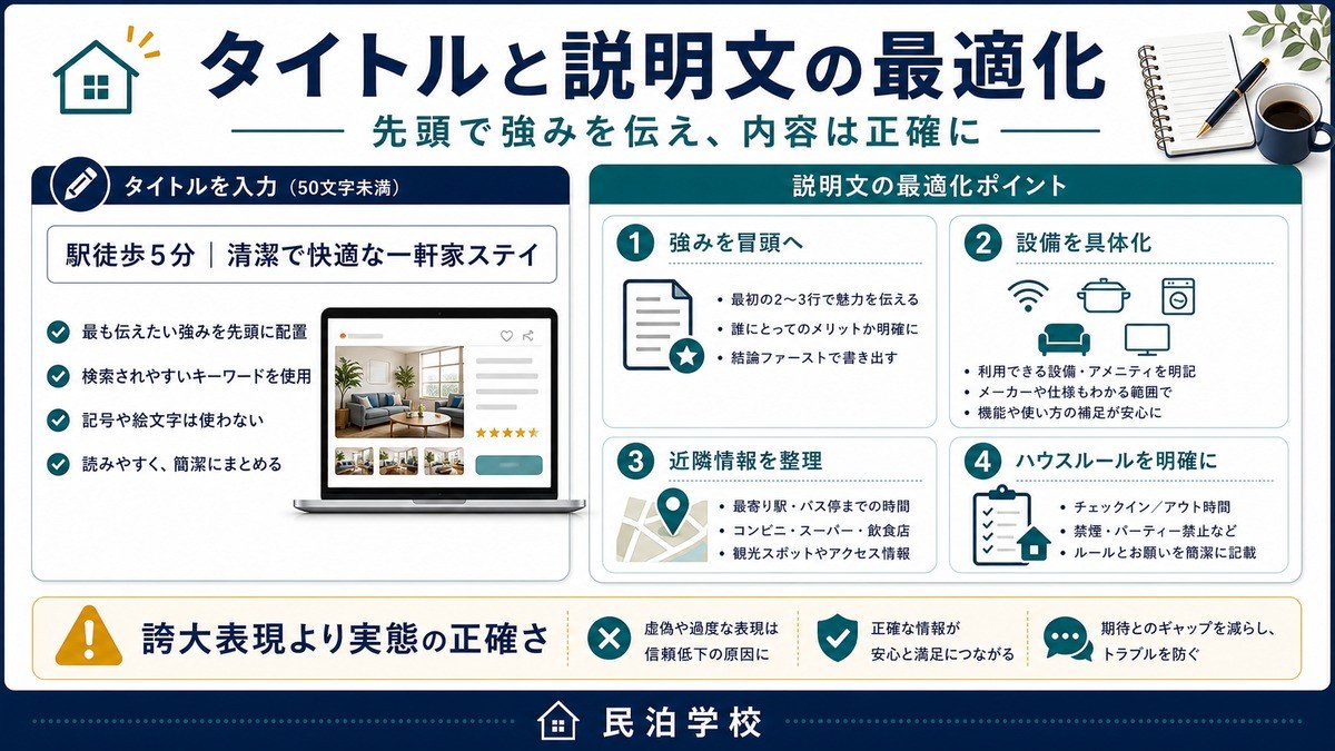 Airbnb リスティング タイトル説明文 最適化 Image2完成デザイン
