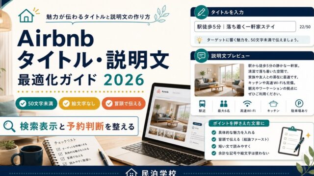 Airbnb タイトル説明文 最適化 2026 Image2完成デザイン