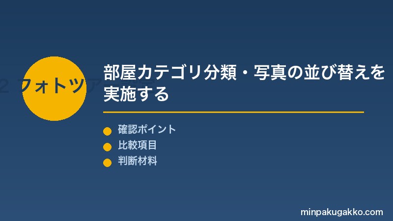 Airbnb写真撮影 Step2 フォトツアー設定・部屋カテゴリ分類・写真の並び替えを実施する