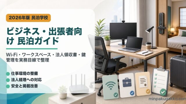 民泊のビジネス・出張者向け対応ガイドを示すアイキャッチ画像