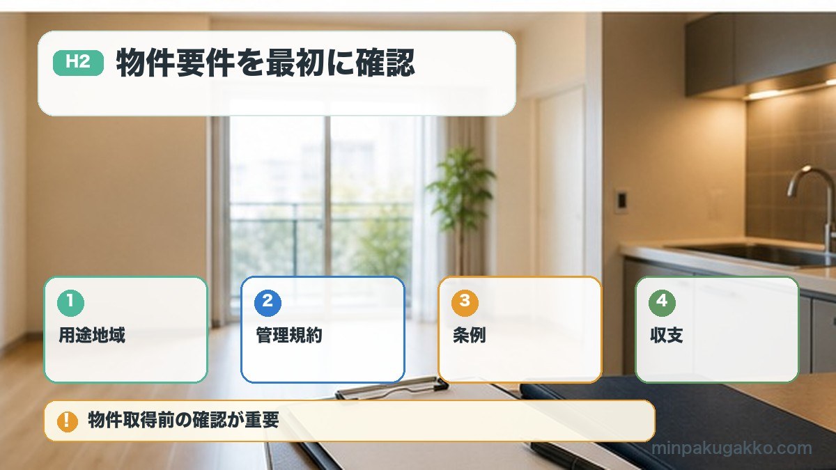民泊開業前に用途地域管理規約条例収支を確認する図解