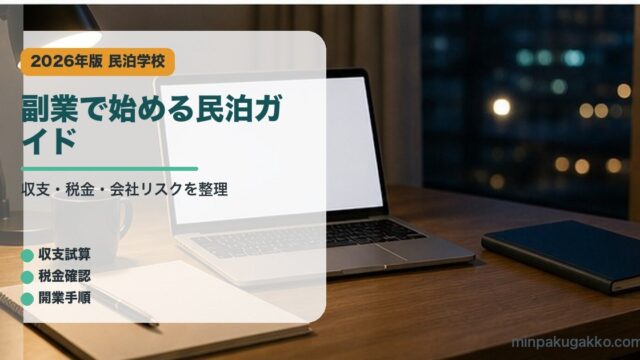 副業で始める民泊ガイド｜民泊学校の解説アイキャッチ
