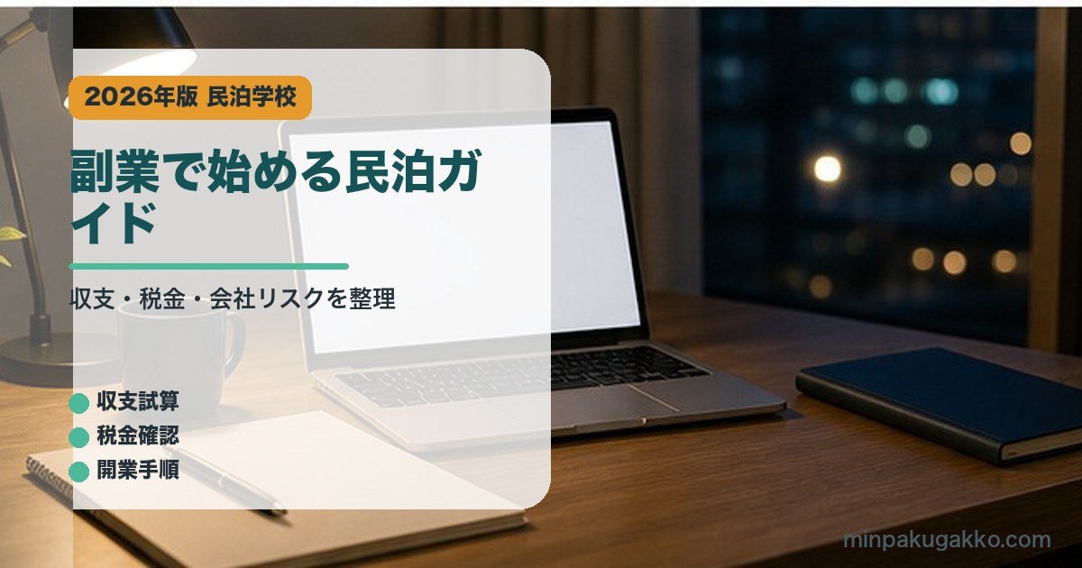 副業で始める民泊ガイド｜民泊学校の解説アイキャッチ