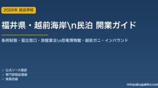 福井県・越前海岸 民泊 開業ガイド 2026年版｜条例制限・届出窓口・旅館業法・恐竜博物館・越前ガニ・インバウンドまで解説