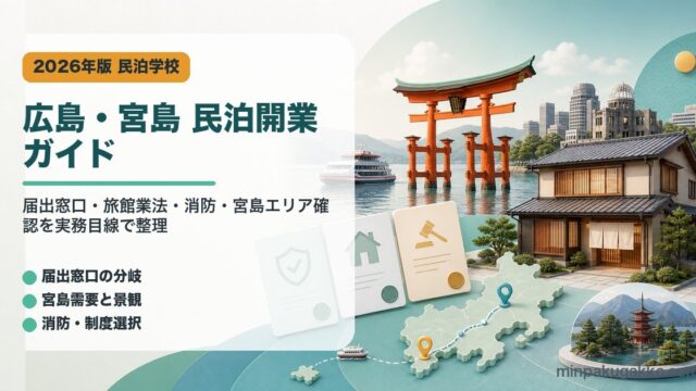 広島県・廿日市市と宮島の民泊開業ガイドを示すアイキャッチ画像