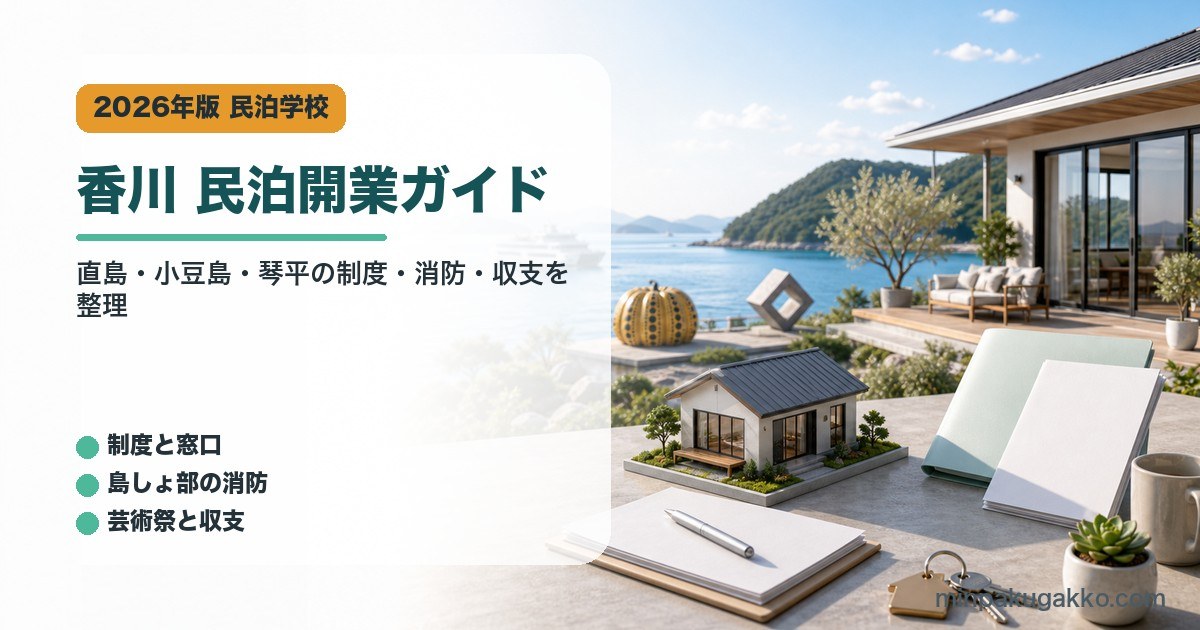 香川県・直島・小豆島・琴平の民泊開業で制度、窓口、消防、収支を整理したアイキャッチ画像