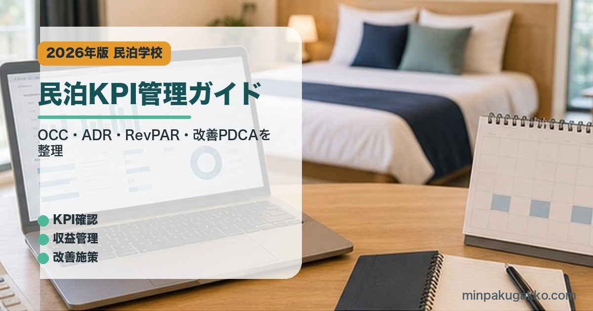 民泊KPI管理ガイド｜民泊学校の解説アイキャッチ