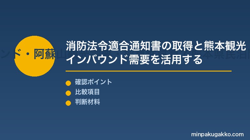 熊本民泊 Step3 消防設備確認・熊本城復興インバウンド・阿蘇山観光需要・採算性試算で熊本県民泊開業を完成させる