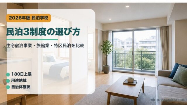 民泊3制度の選び方を整理した民泊学校アイキャッチ