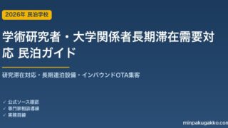 民泊 学術研究者・大学関係者 長期滞在需要 対応ガイド 2026年版｜研究滞在対応・長期連泊設備・インバウンド対応・OTA集客まで徹底解説