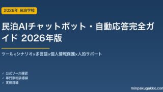 民泊AIチャットボット・自動応答完全ガイド 2026年版｜ツール×シナリオ×多言語×個人情報×人的連携