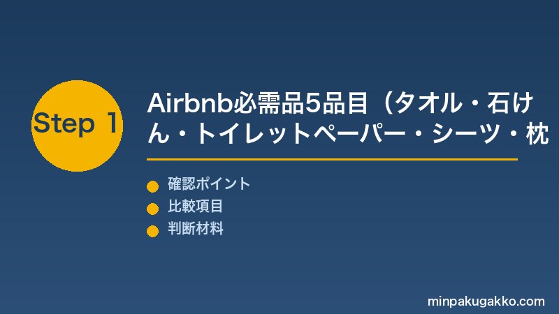 民泊 アメニティ Step1 Airbnb必需品5品目と住宅宿泊事業法の衛生管理義務6項目を区別して把握する