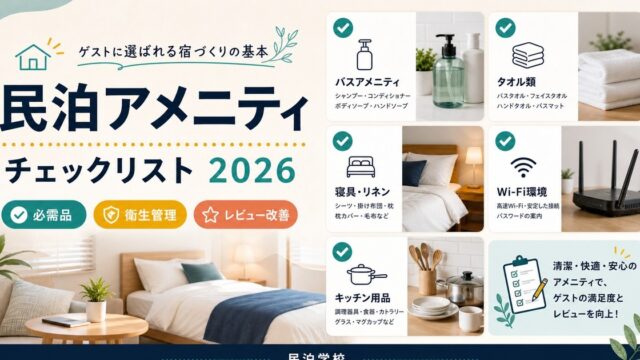 民泊 アメニティ チェックリスト 2026 Image2完成デザイン