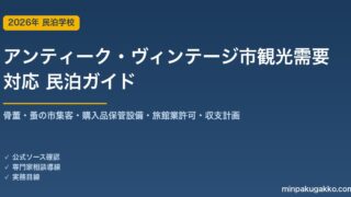 民泊 アンティーク・ヴィンテージ市観光需要 対応ガイド 2026年版｜骨董・蚤の市集客・保管設備・旅館業許可・収支計画まで徹底解説