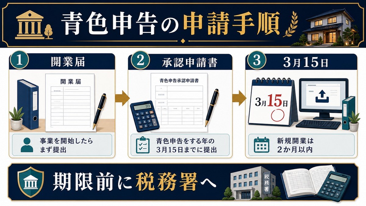 青色申告 申請手順 承認申請書 期限 Image2完成デザイン