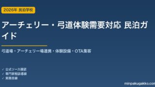 民泊 アーチェリー・弓道体験需要 対応ガイド 2026年版｜弓道場・アーチェリー場連携・体験設備・インバウンド対応・OTA集客まで徹底解説