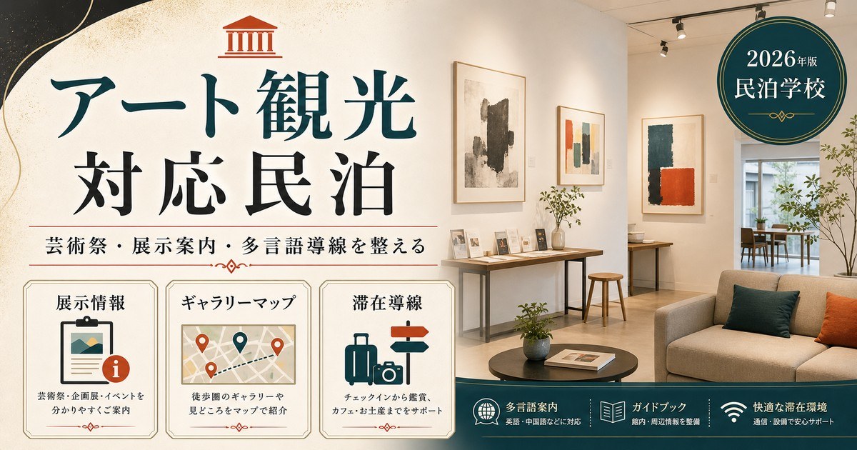 アート観光対応民泊の展示情報、ギャラリーマップ、滞在導線を整理した図