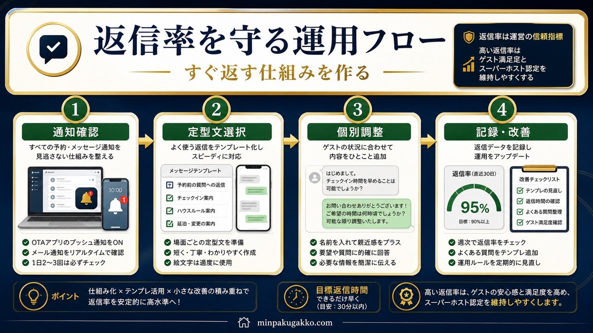 民泊 返信率を守る運用フロー Image2完成デザイン