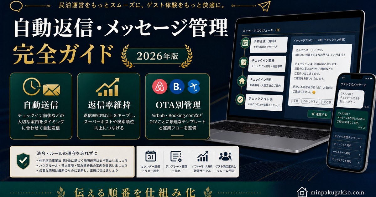 民泊 自動返信 メッセージ管理 完全ガイド Image2完成デザイン