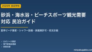 民泊 砂浜・海水浴・ビーチスポーツ観光需要 対応ガイド 2026年版｜夏季ビーチ集客・シャワー設備・旅館業許可・収支計画まで徹底解説