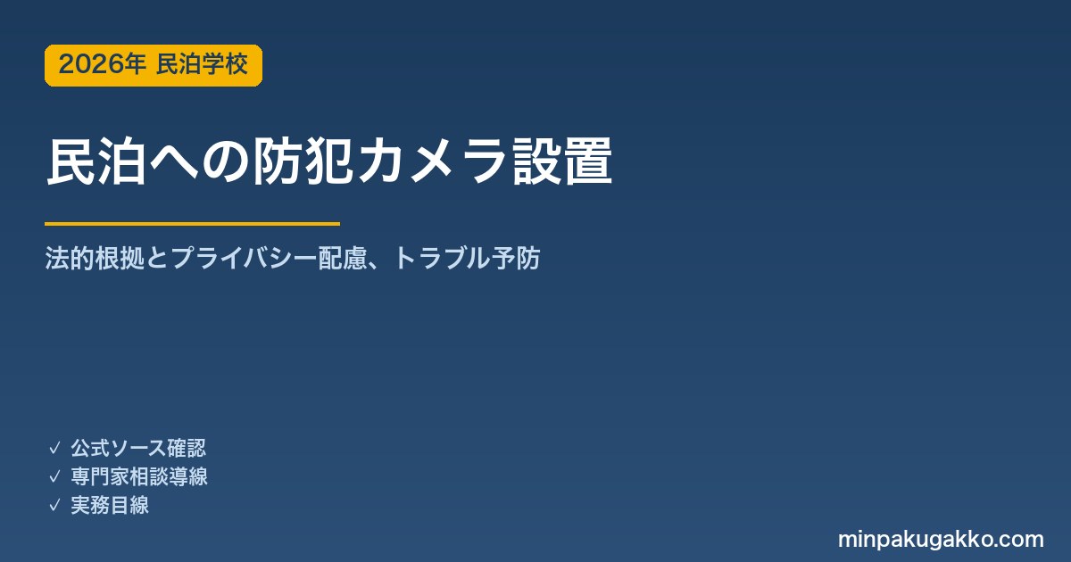 民泊への防犯カメラ設置｜法的根拠とプライバシー配慮、トラブル予防の判断材料 2026年版