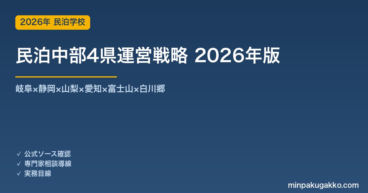民泊中部4県運営戦略完全ガイド 2026年版｜岐阜×静岡×山梨×愛知×富士山×白川郷×温泉