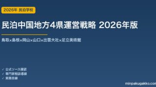 民泊中国地方4県運営戦略完全ガイド 2026年版｜鳥取×島根×岡山×山口×出雲大社×足立美術館×萩