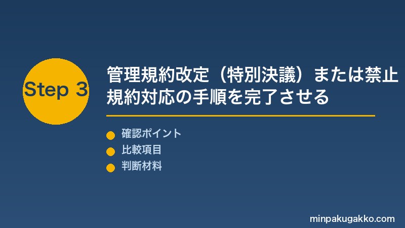 マンション理事会 Step3 管理規約改定（特別決議）または禁止規約対応の手順を完了させる