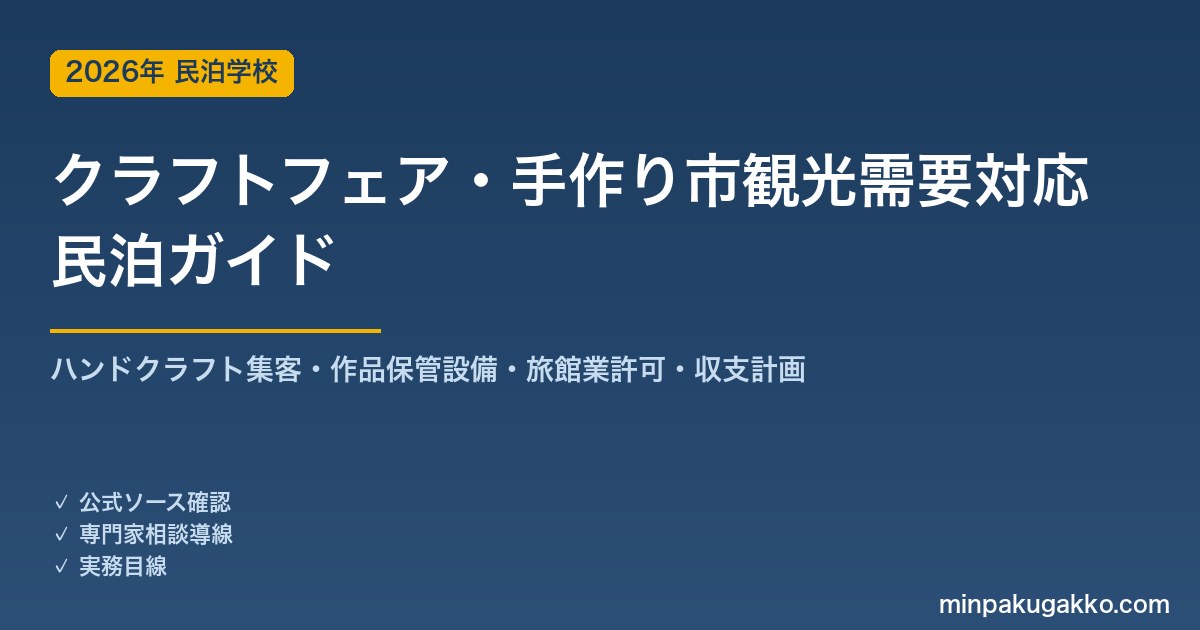 民泊 クラフトフェア・手作り市観光需要 対応ガイド 2026年版｜ハンドクラフト集客・作品保管設備・旅館業許可・収支計画まで徹底解説