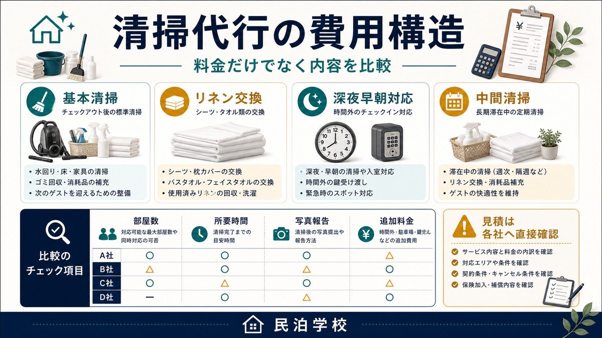 民泊 清掃代行 費用構造 比較 Image2完成デザイン