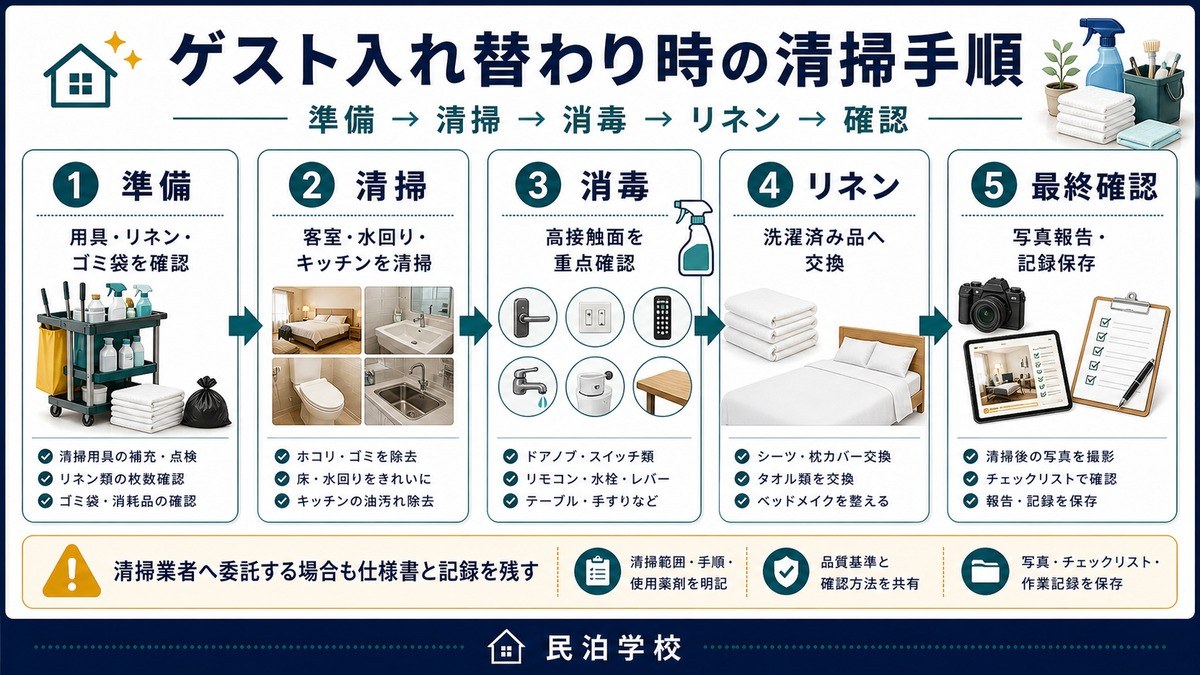 民泊 ゲスト入れ替わり 清掃手順 Image2完成デザイン
