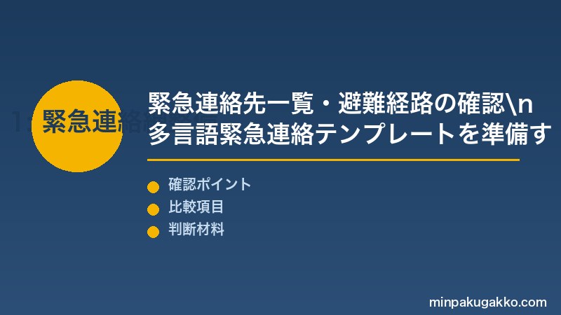 民泊緊急対応 Step1 緊急連絡網の整備・ゲスト向け緊急連絡先一覧・避難経路の事前確認を把握する