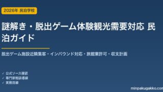 民泊 謎解き・脱出ゲーム体験観光需要 対応ガイド 2026年版｜リアル脱出ゲーム施設近隣集客・インバウンド対応・旅館業許可・収支計画まで徹底解説