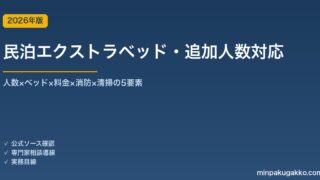 民泊エクストラベッド・追加人数対応完全ガイド 2026年版｜人数×ベッド×料金×消防×清掃の5要素