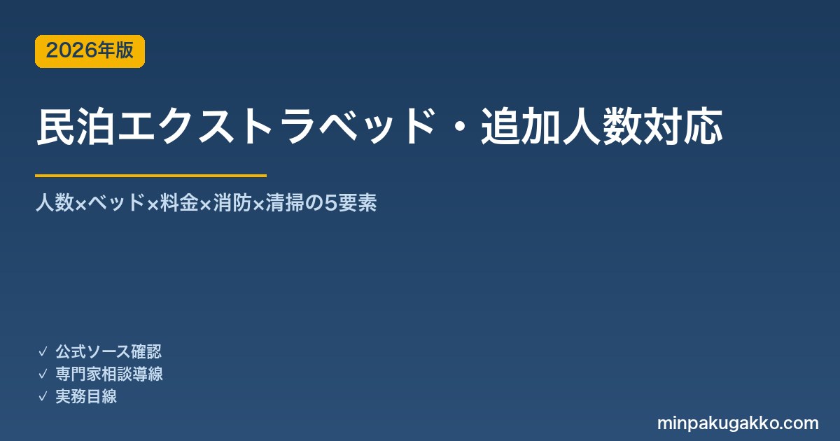 民泊エクストラベッド・追加人数対応完全ガイド 2026年版｜人数×ベッド×料金×消防×清掃の5要素