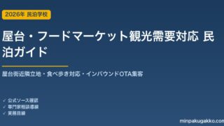 民泊 屋台・フードマーケット観光需要 対応ガイド 2026年版｜屋台街近隣立地・食べ歩き対応・インバウンド対応・OTA集客まで徹底解説