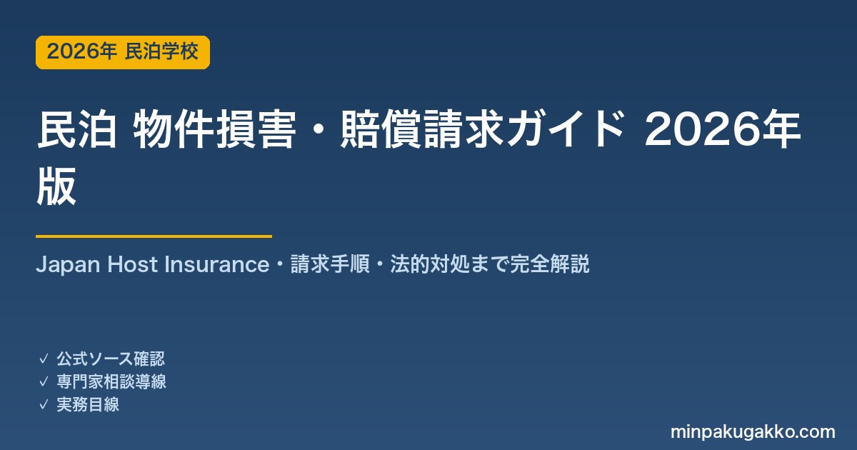 民泊ゲストの物件損害・賠償請求ガイド 2026年版｜Japan Host Insurance・請求手順・法的対処まで完全解説