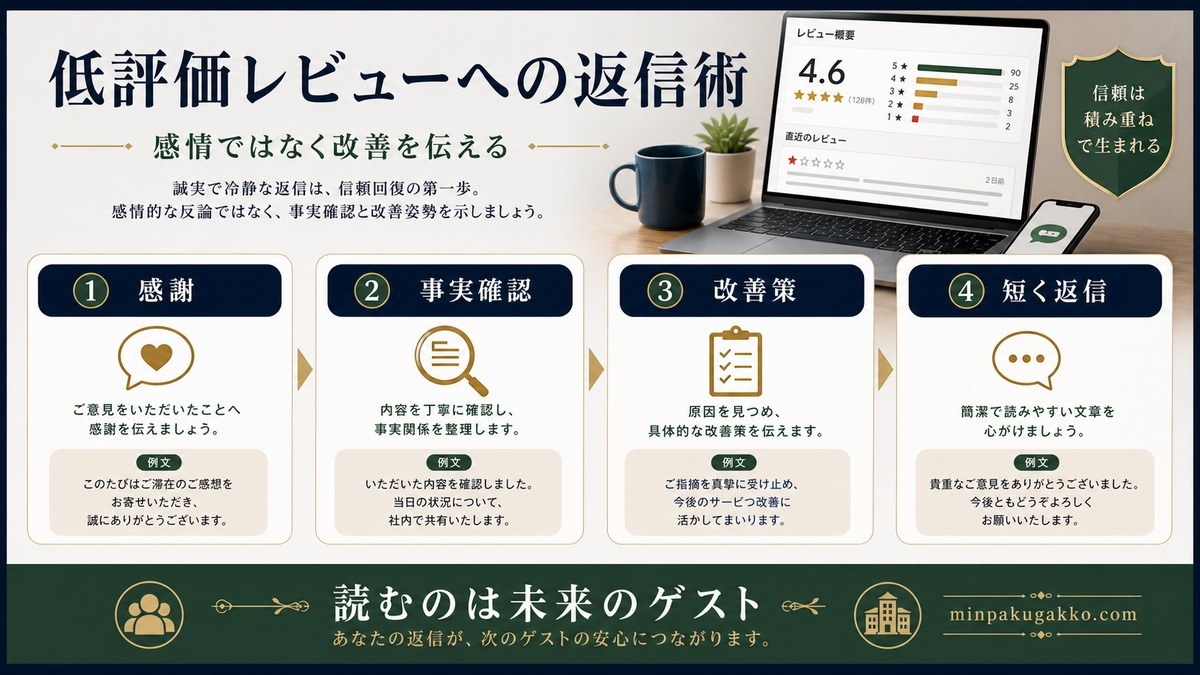 民泊 低評価レビューへの返信術 Image2完成デザイン