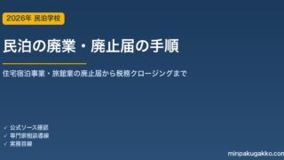 民泊の廃業・廃止届の手順 2026年版｜住宅宿泊事業・旅館業の廃止届から税務クロージングまで完全ガイド