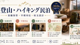 登山・ハイキング向け民泊の装備保管、早朝対応、収支設計を整理した図