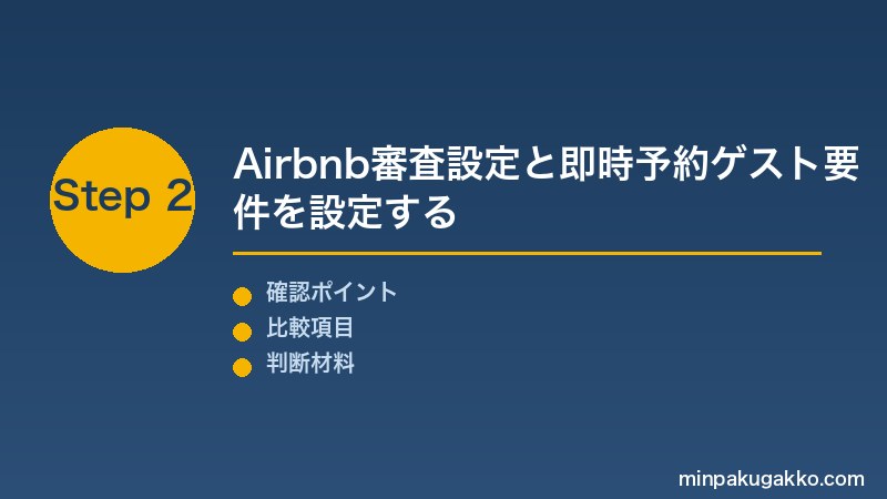 ゲスト本人確認 Step2 Airbnb審査設定と即時予約ゲスト要件を設定する