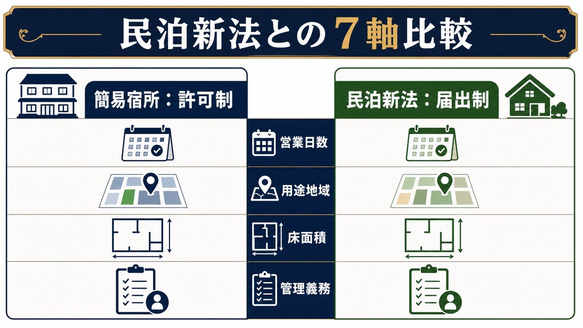 簡易宿所 民泊新法 7軸比較 Image2完成デザイン