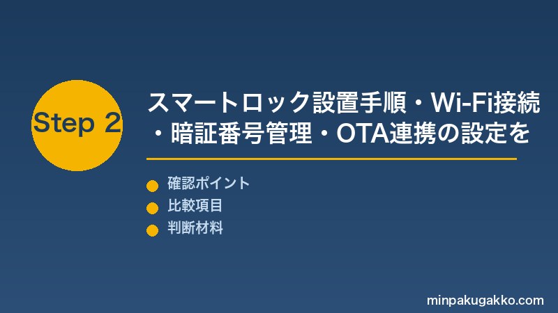 民泊鍵管理 Step2 スマートロック設置手順・Wi-Fi接続・暗証番号管理・OTA連携の設定を実施する