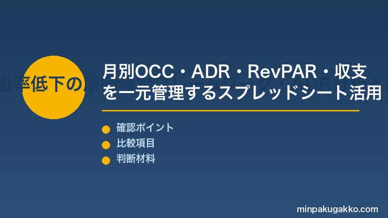 民泊KPI管理 Step2 週次・月次収益レポート作成・稼働率低下の原因特定フレームワーク・ADR分析と競合比較を確認する