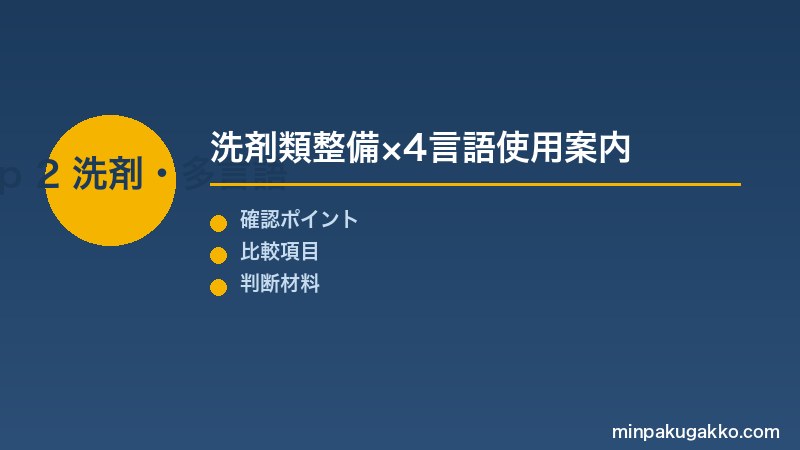 Step 2 洗剤類と多言語使用案内