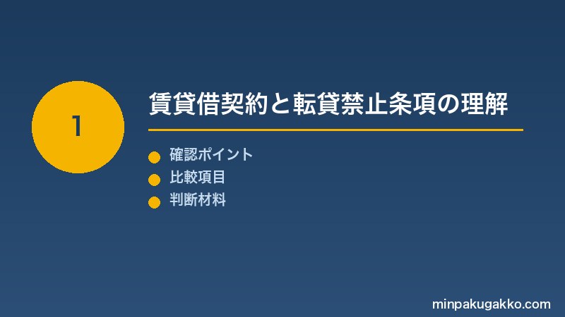 Step 1 賃貸借契約と転貸禁止条項の理解