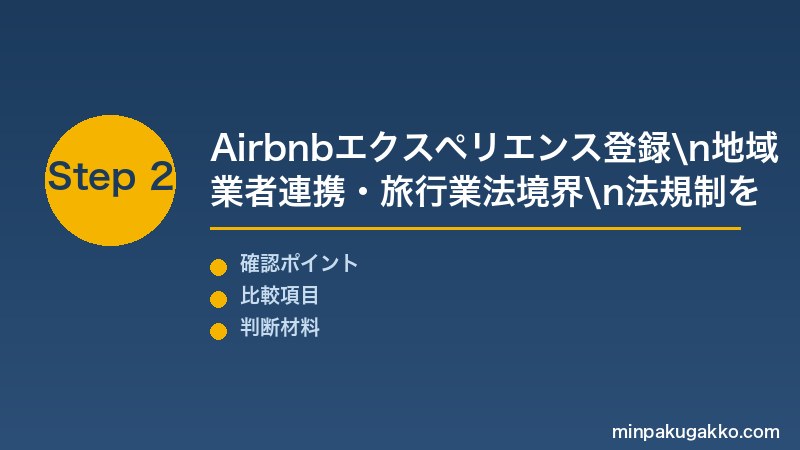 民泊ローカル体験 Step2 Airbnbエクスペリエンス登録・地域業者連携・旅行業法の境界線を確認する