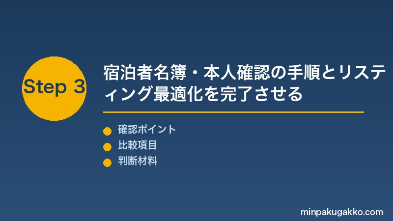 長期滞在 Step3 宿泊者名簿・本人確認の手順とリスティング最適化を完了させる