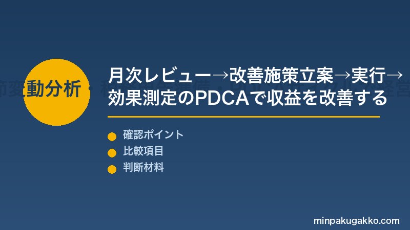 民泊月次レポート Step3 KPI可視化・前月比較・季節変動分析・税務申告準備・PDCAサイクルで経営管理を完成させる
