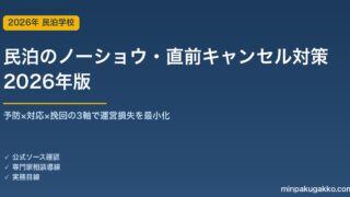 民泊のノーショウ・直前キャンセル対策 完全ガイド 2026年版｜予防×対応×挽回の3軸で運営損失を最小化